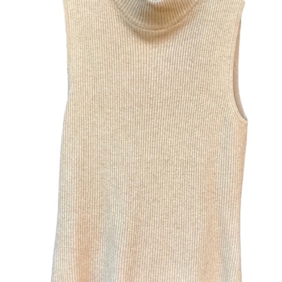 Tahari Beige Sleeveless mock neck cashmere Sweater - Picture 1 of 4